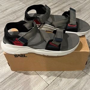 Teva Zymic Gray and Black Sandals with Red Accents